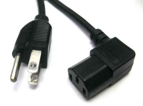 US NEMA 5-15P Plug to C13 Right Angle Extension Cable 1.8m